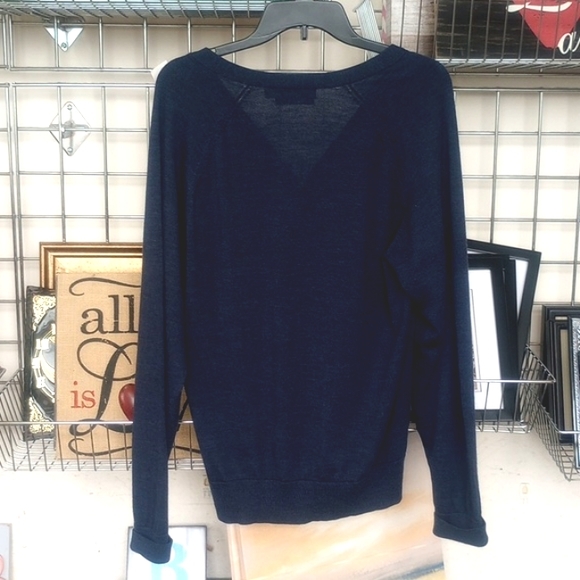 STRUCTURE Extra Fine Italian Merino Wool Blue Cardigan Size M Slim Fit EUC - Picture 7 of 7